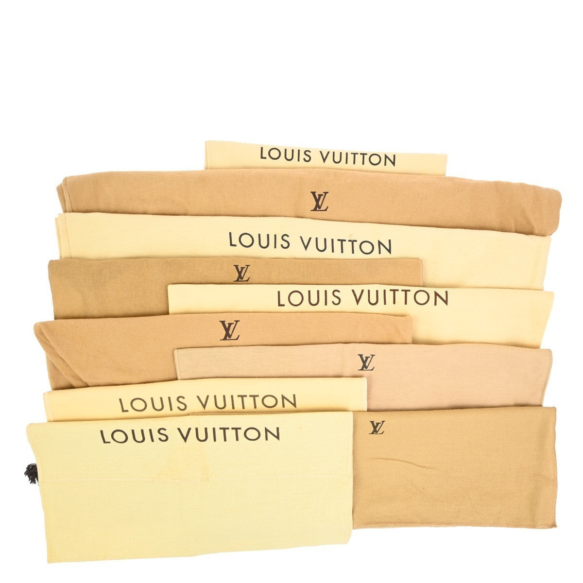 LOUIS VUITTON Logo 10 Set Dust Bags Drawstring Canvas Cotton Beige Brown 01KB830