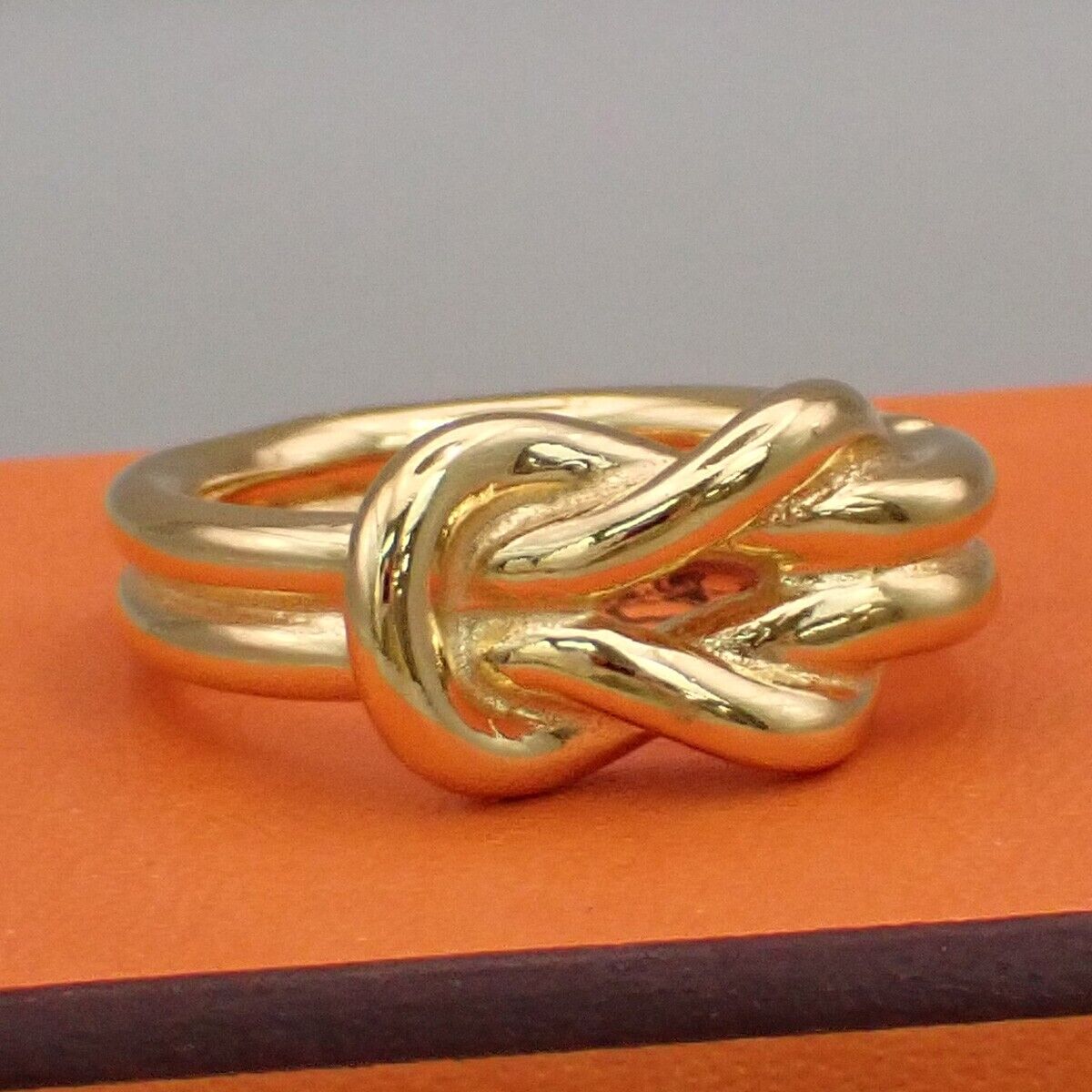 HERMES Logo Knot Scarf Large Ring Gold-Plated Accessory 66FB333