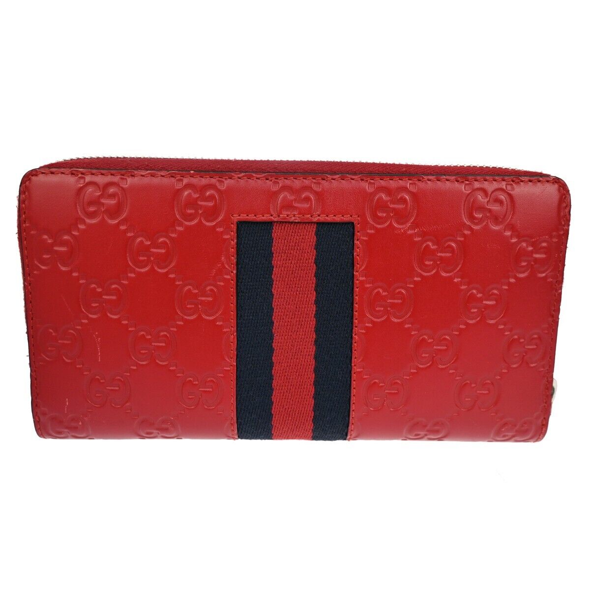 GUCCI Guccissima GG pattern Long Bifold Wallet Leather Red Italy 32GA976