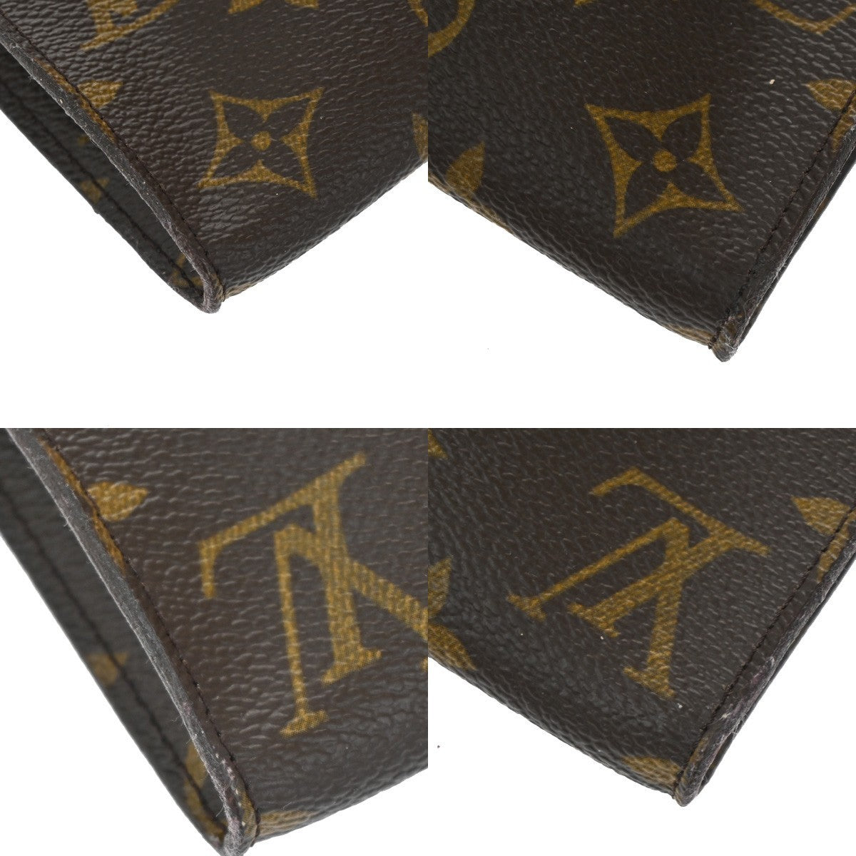 LOUIS VUITTON Logo BUCKET GM Pouch Bag Monogram Leather Brown France 05TA366