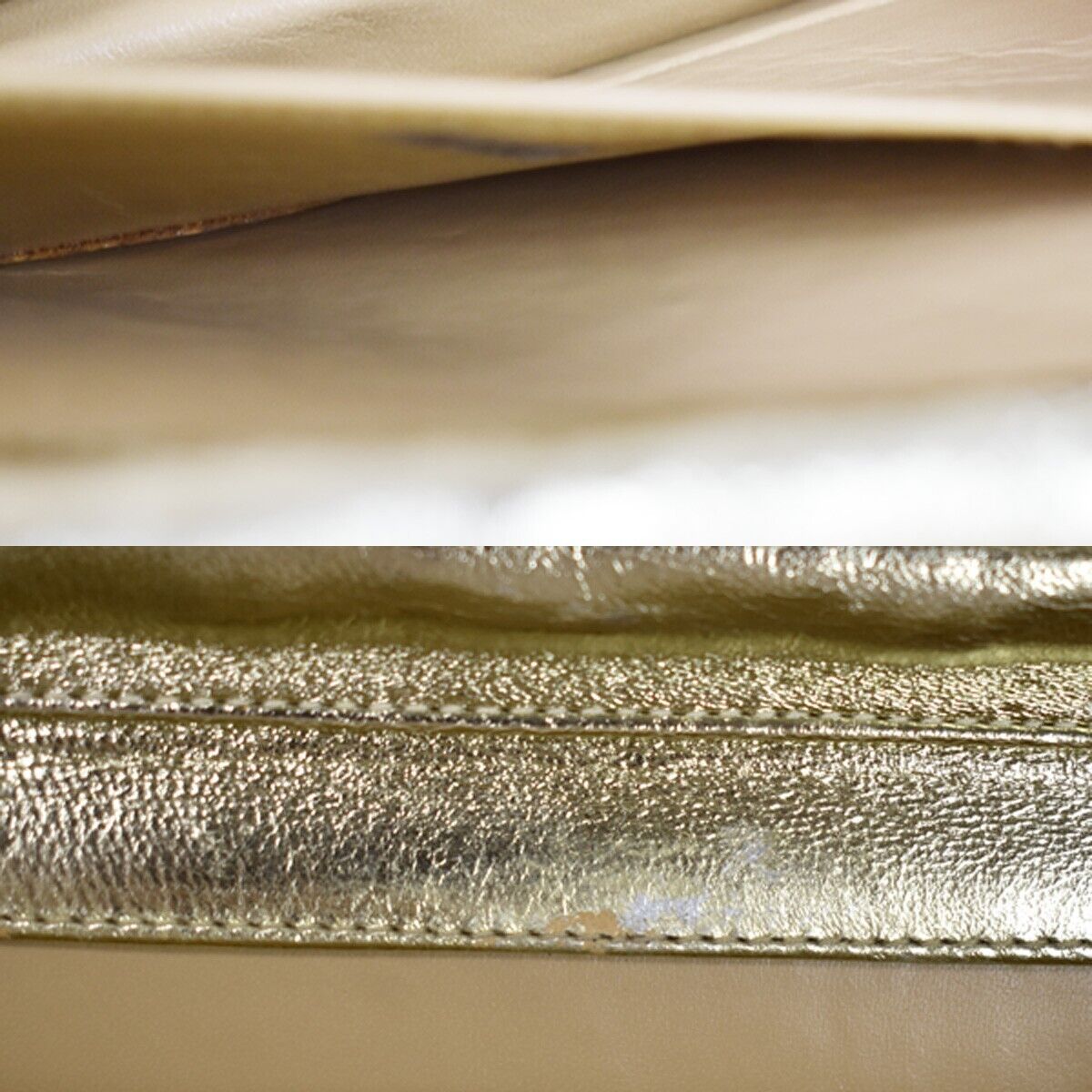 CHANEL CC Logo Mini Matelasse Full Flap Chain Shoulder Bag Leather Gold 652RC501