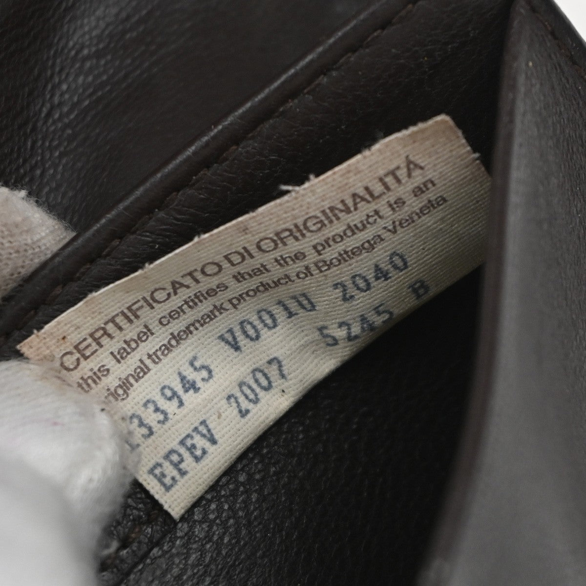 BOTTEGA VENETA INTRECCIATO Compact Coin Case Wallet Leather Brown Italy 07EG227