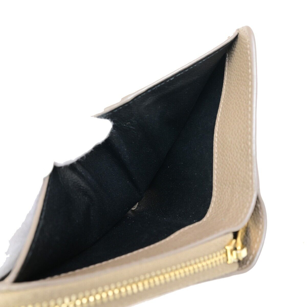 SAINT LAURENT YSL Logo Compact Bifold Wallet Purse Leather Brown 34KA400