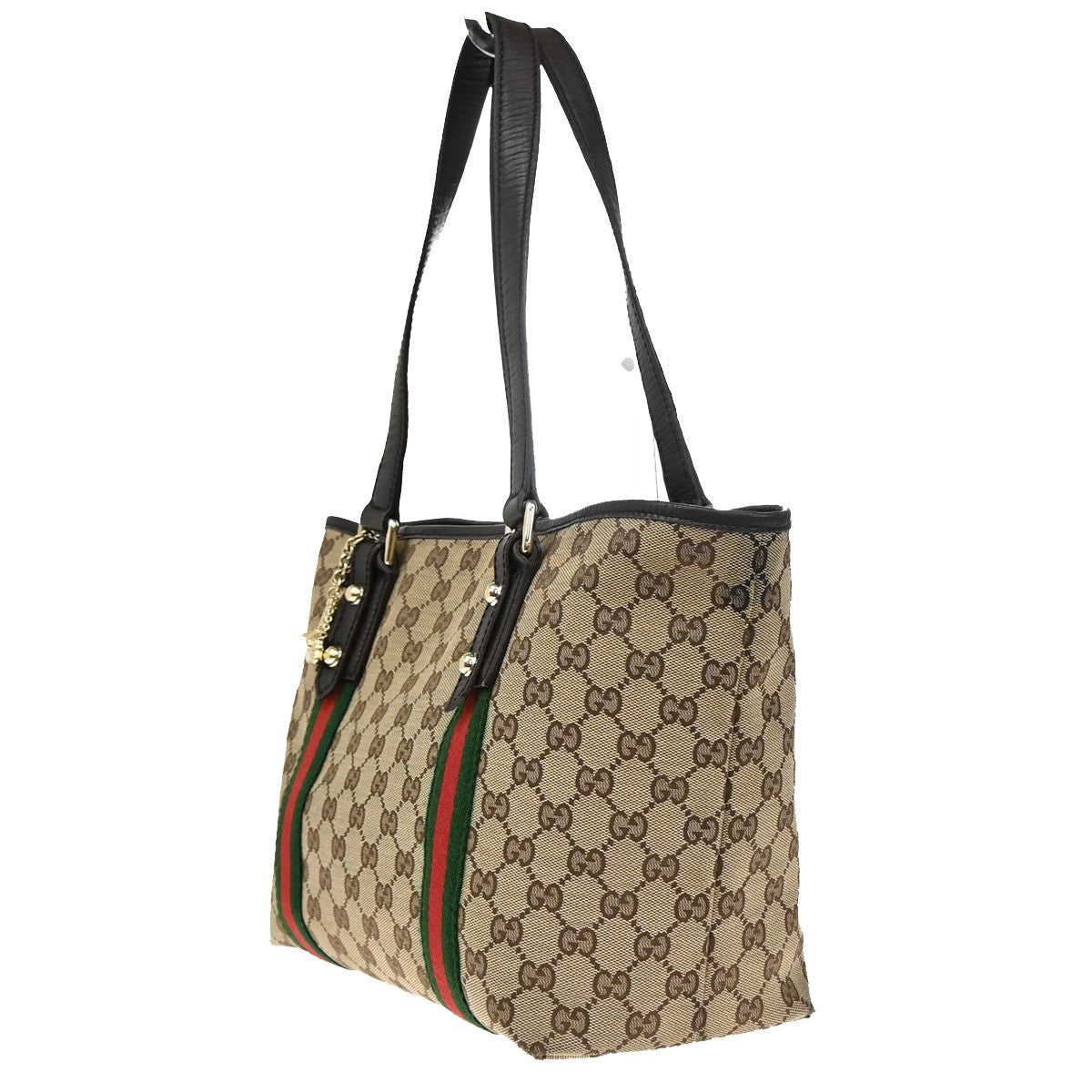 GUCCI Logo Sherry GG Pattern Shoulder Bag Canvas Leather Brown Italy 34YH198