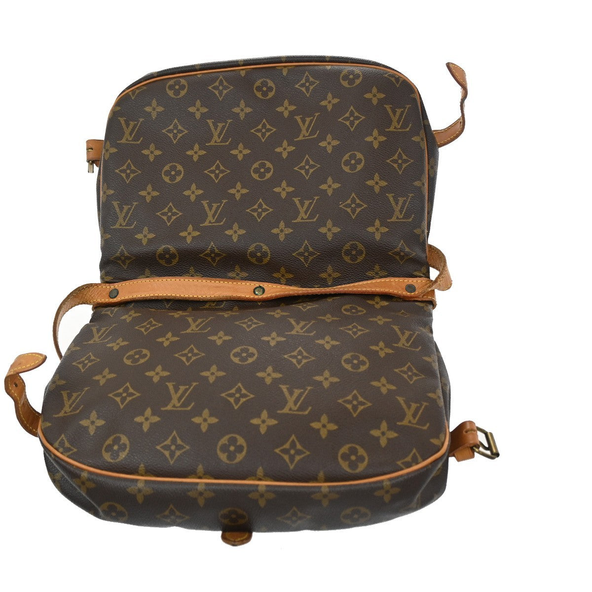 LOUIS VUITTON Logo Saumur 30 Shoulder Bag Monogram Leather Brown M42256 85CA300