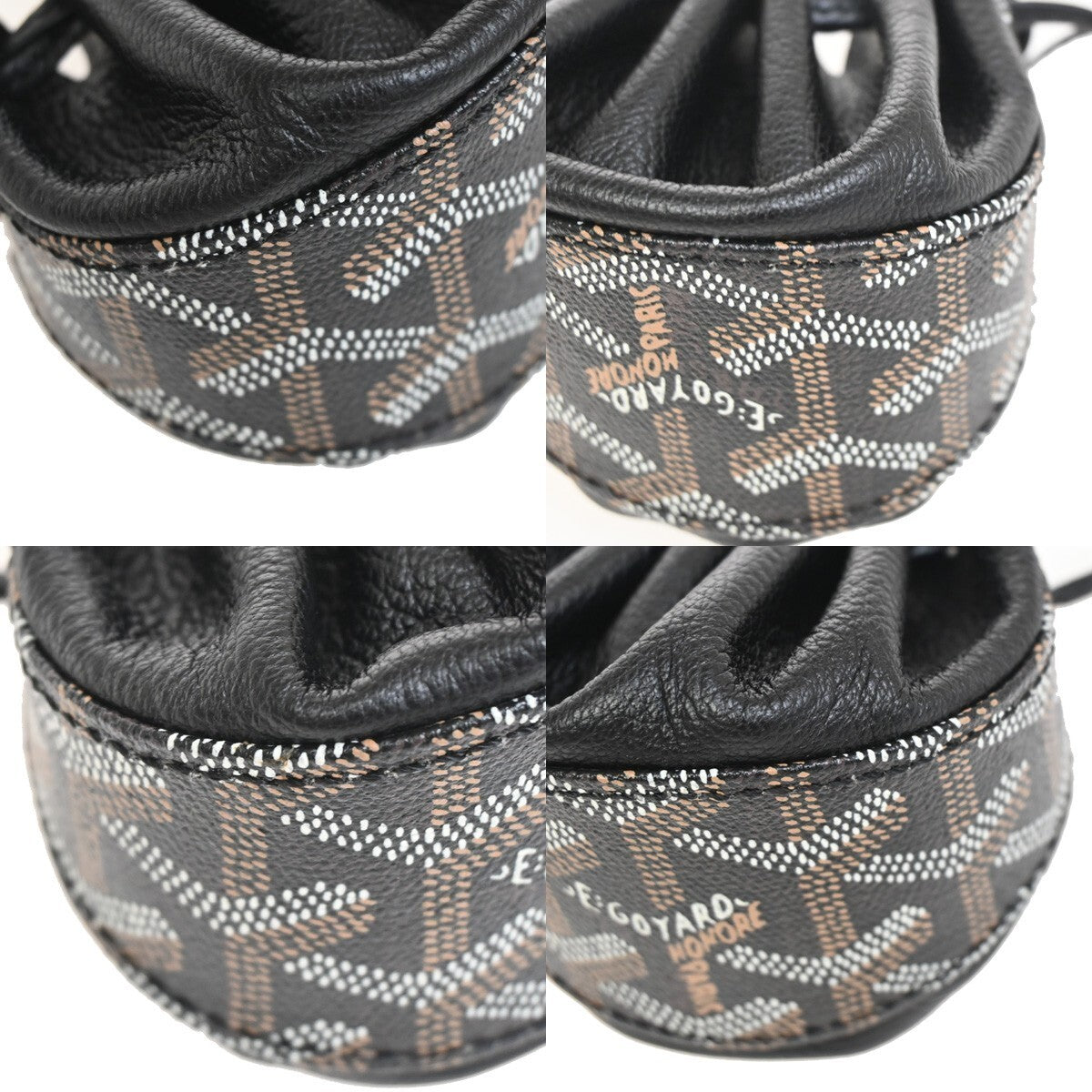 GOYARD Logo Bourse Drawstring Coin Case Pouch PVC Leather Black 84RL208
