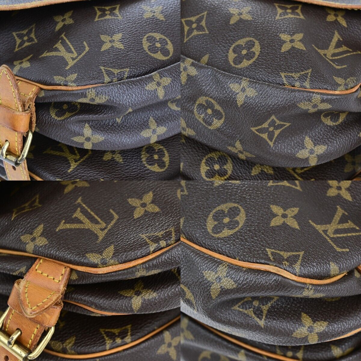 LOUIS VUITTON Logo Saumur 30 Shoulder Bag Monogram Leather Brown M42256 76EB400