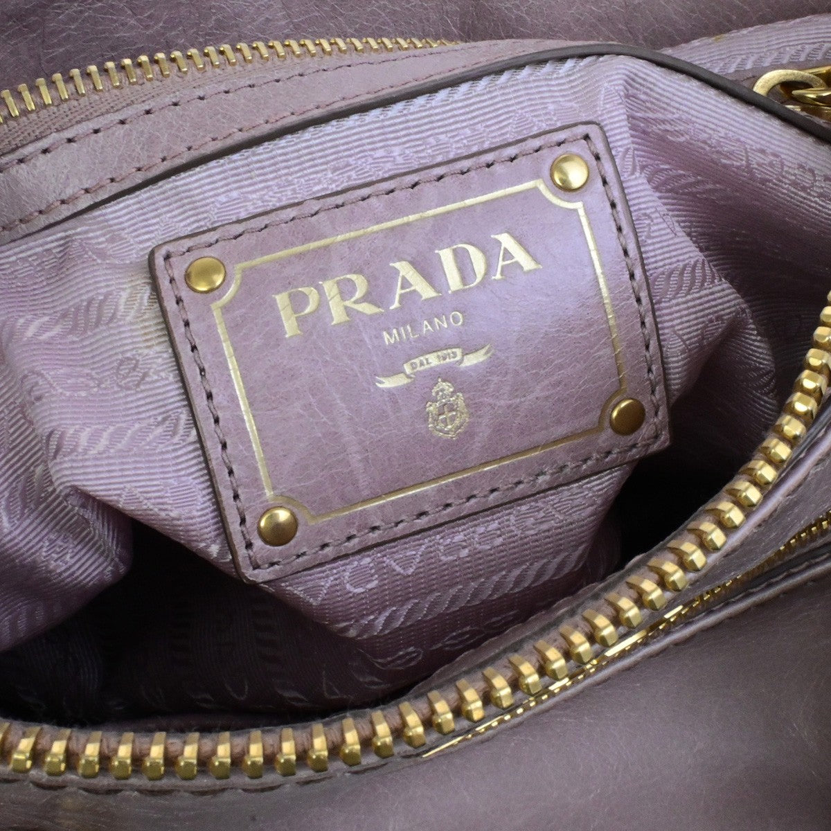 PRADA Logo Vitello Shine Shoulder Hand Bag Leather Pink Mughetto GHW 38YH125