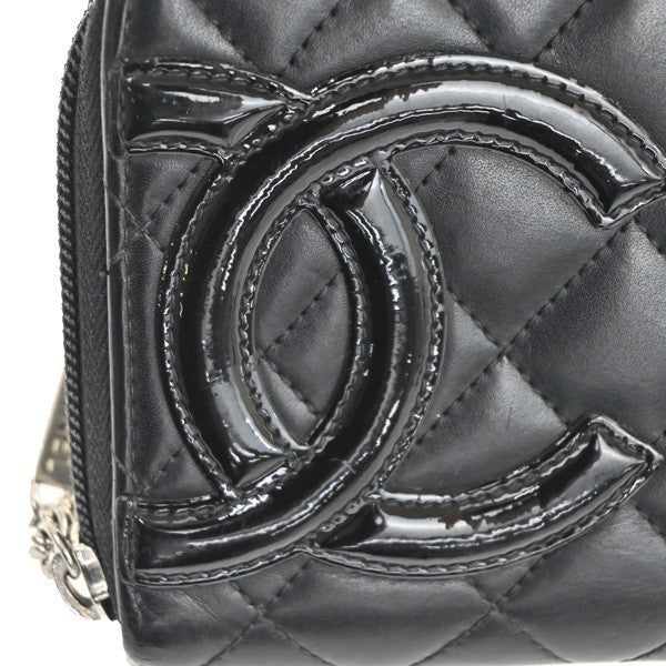 CHANEL CC Cambon Zipper Long Bifold Wallet Purse  Leather Black SHW 62RL580