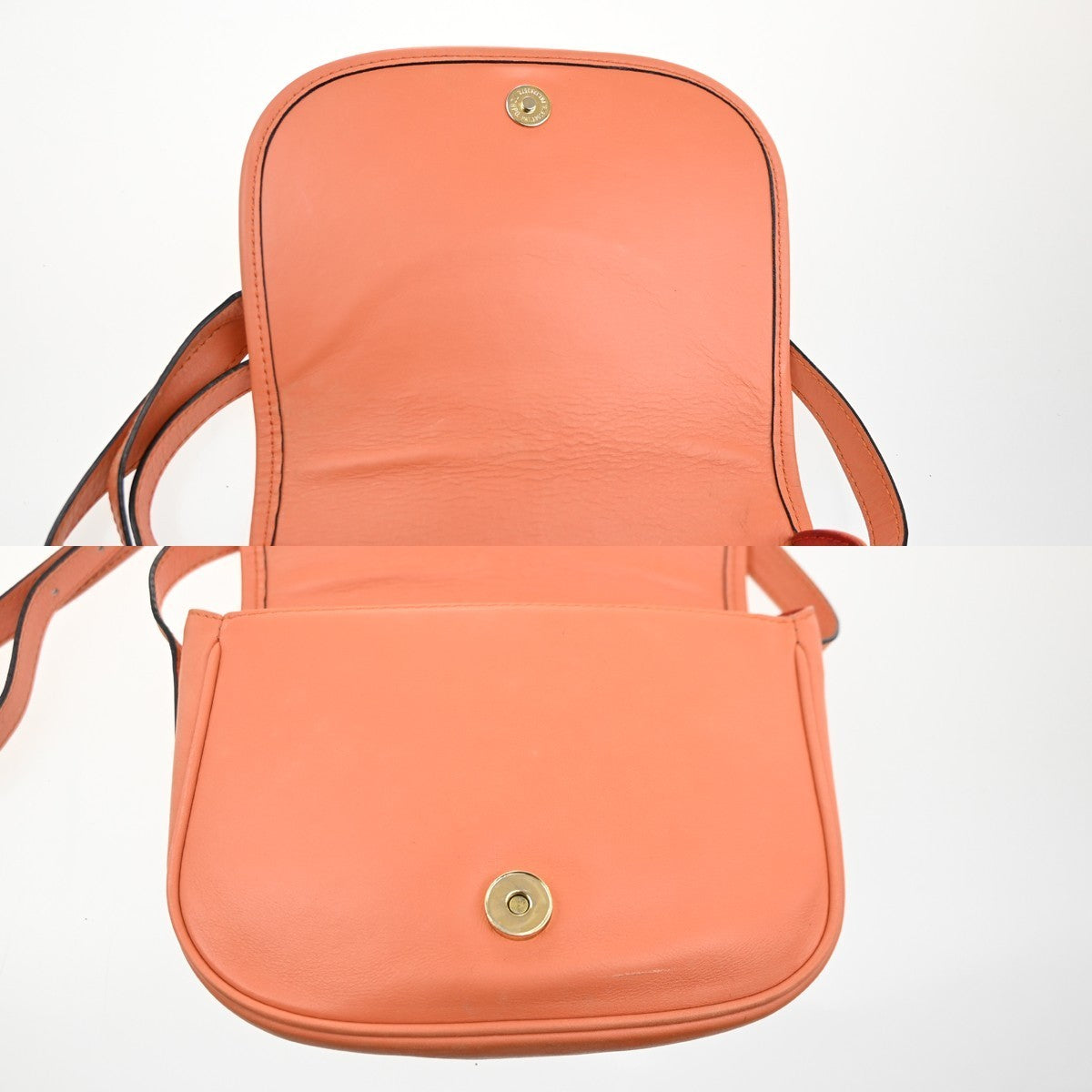 CELINE Logo Flap Crossbody Shoulder Bag Leather Orange GHW Italy 32KC449