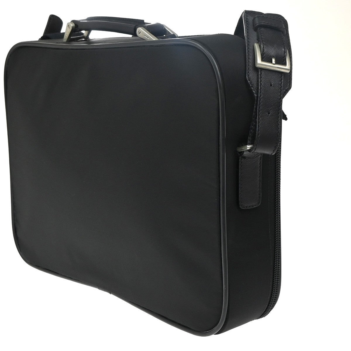 PRADA MILANO Logo Tessuto 2Way Business Shoulder Bag Nylon Leather Black 85KP332