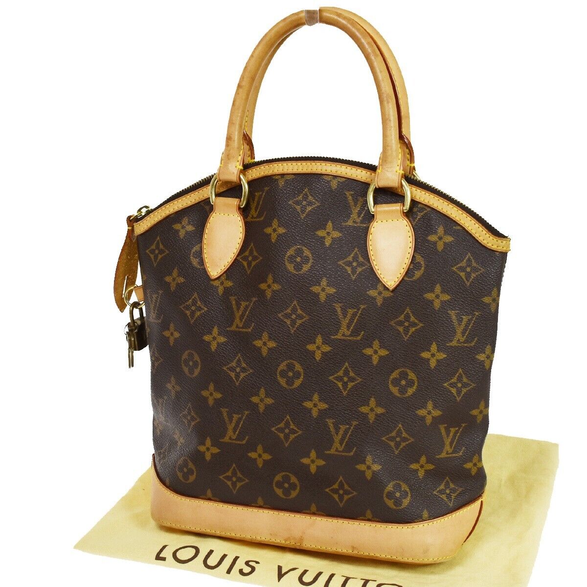 LOUIS VUITTON Logo Lockit Hand Bag Monogram Leather Brown France M40102 97HB005