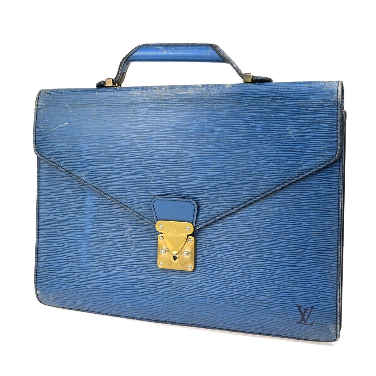 LOUIS VUITTON Serviette Conseiller Hand Bag Epi Leather Blue M54425 05FB317