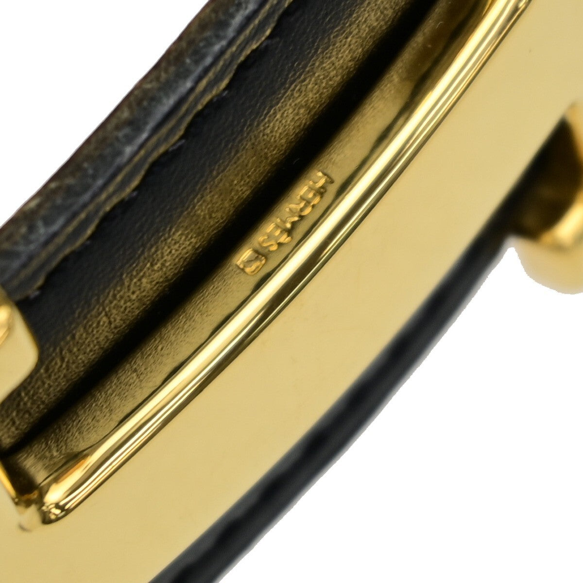 HERMES H Logo Constance Reversible Buckle Belt Leather #68 Black Brown 82RL054