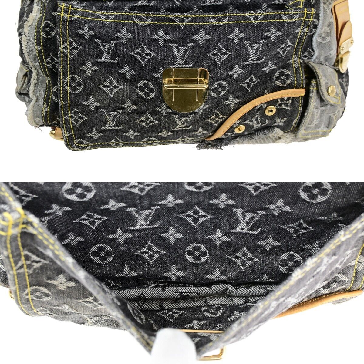 LOUIS VUITTON Bowie Hand Bag Monogram Denim Patchwork Leather GY M95377 621ED351