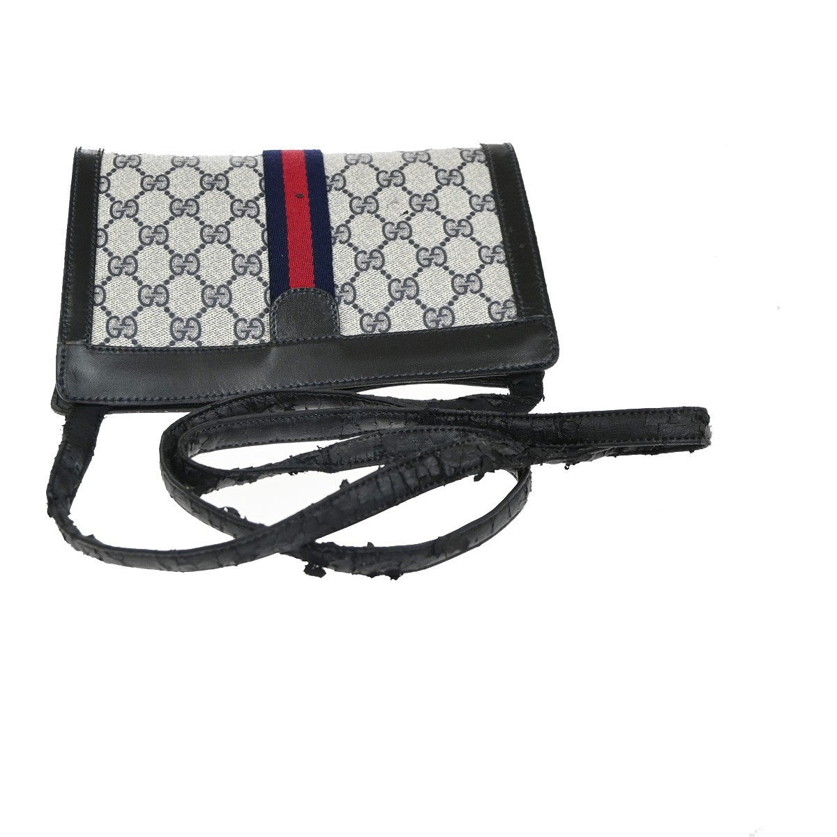 GUCCI Sherry GG Pattern Crossbody Shoulder Bag PVC Leather Navy Italy 01KC548