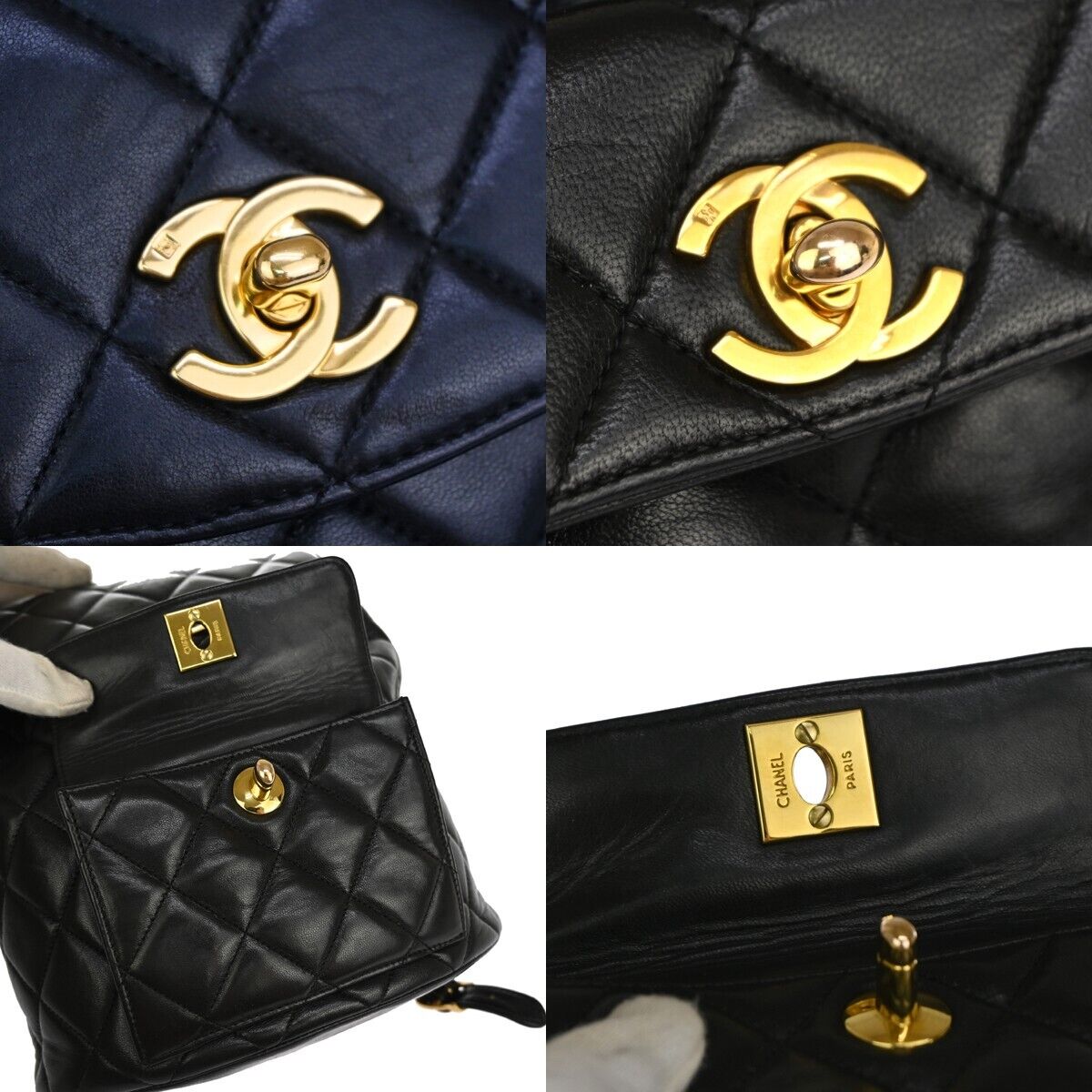 CHANEL CC Logo Matelasse Chain Backpack Bag Leather Black GHW France 708RJ137