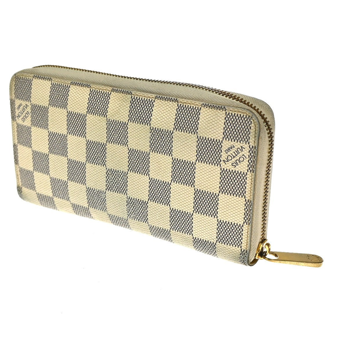 LOUIS VUITTON Zippy Long Wallet Damier Azur Leather White Spain N60019 67KD007