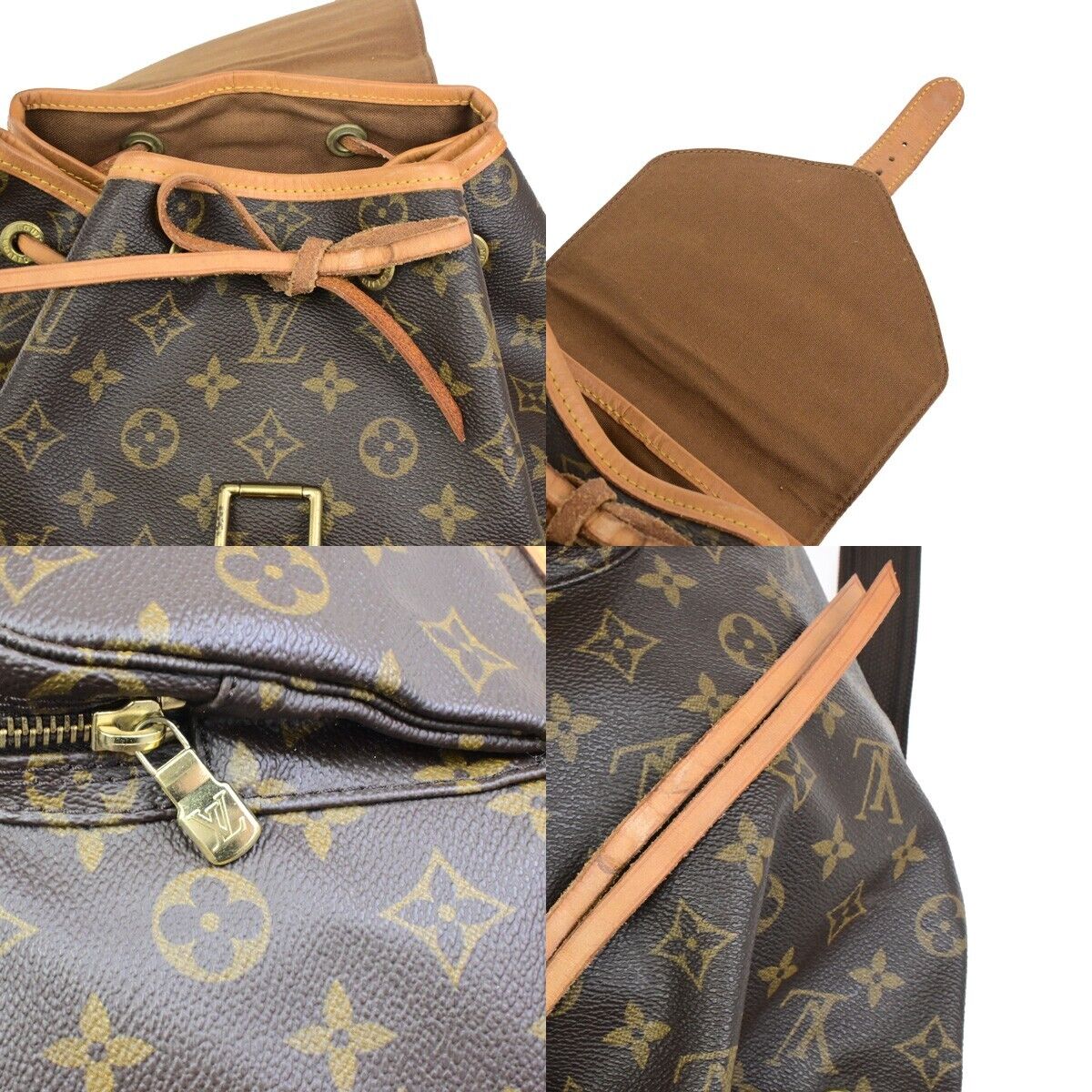 LOUIS VUITTON Montsouris GM Backpack Bag Monogram Leather Brown M51135 15ED904
