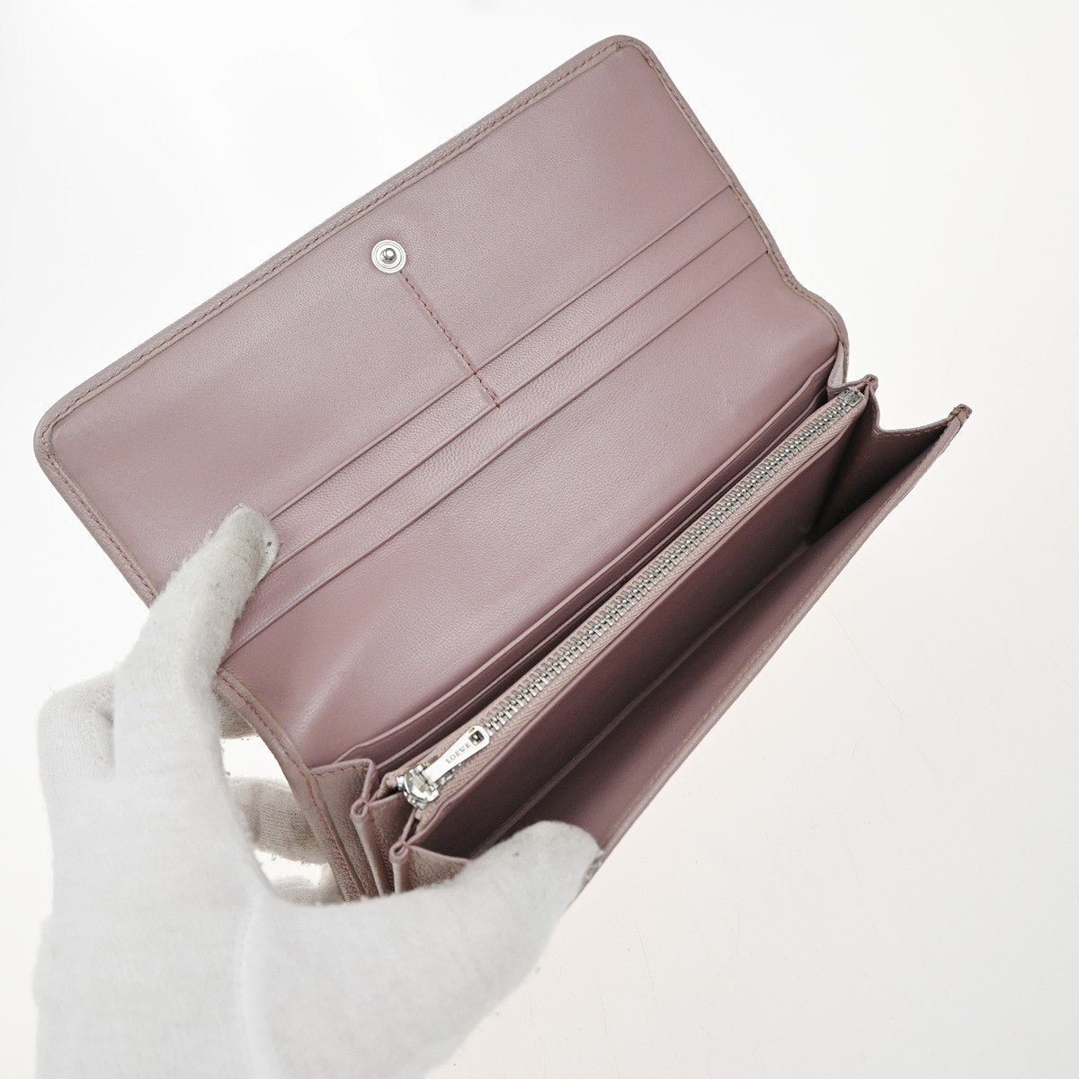 LOEWE Logo Anagram Bifold Long Wallet Leather Pink SHW 64KP387