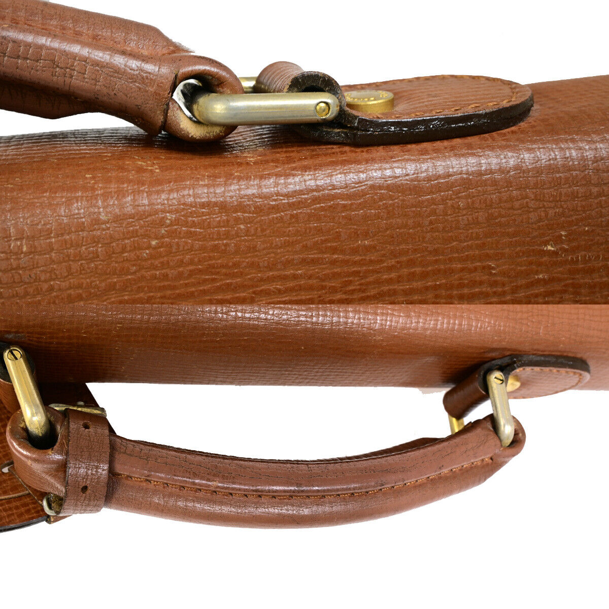 Burberrys Logo Business Briefcase Hand Bag Leather Brown 04YF619