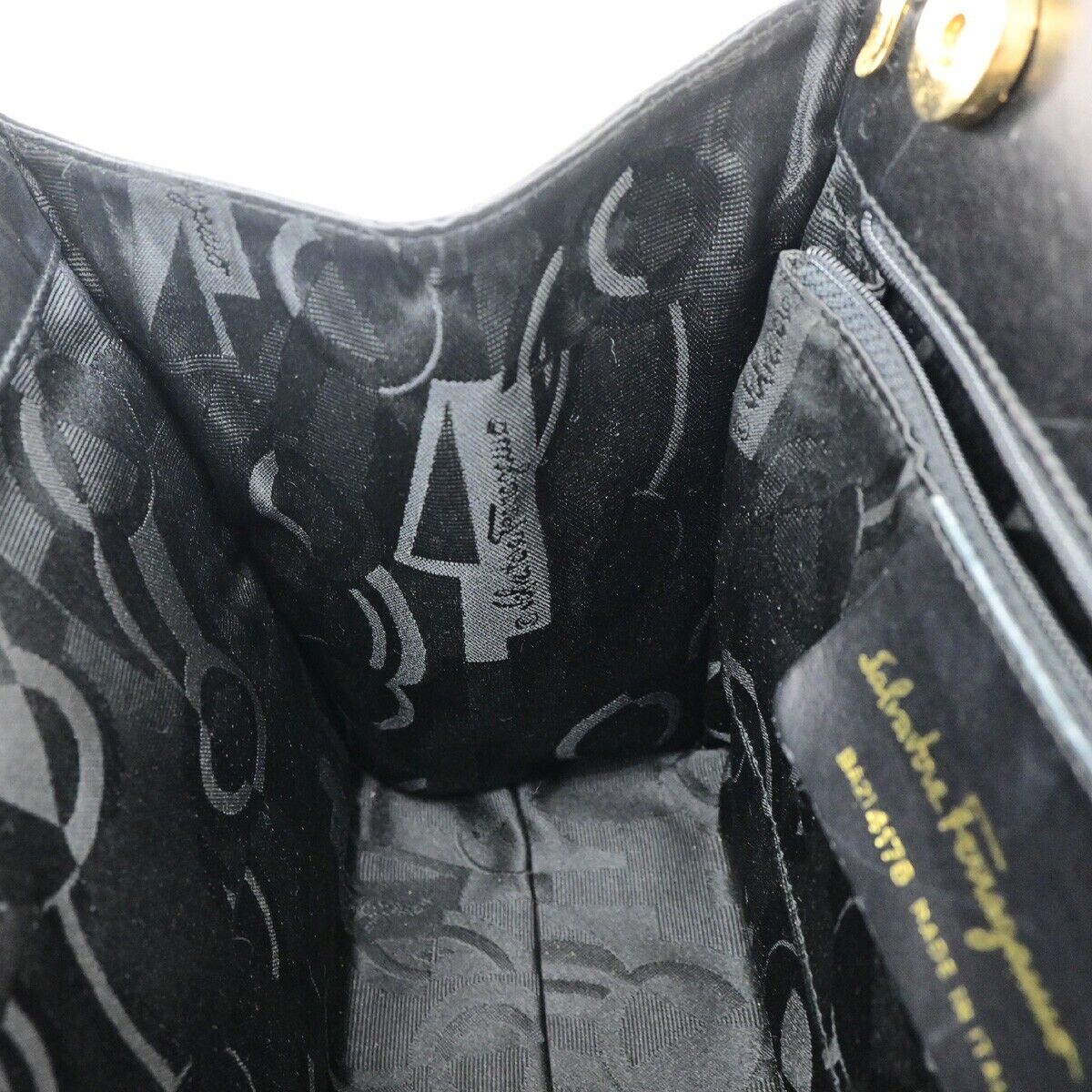 SALVATORE FERRAGAMO Vara 2Way Shoulder Hand Bag Leather Black GHW Italy 35YH085