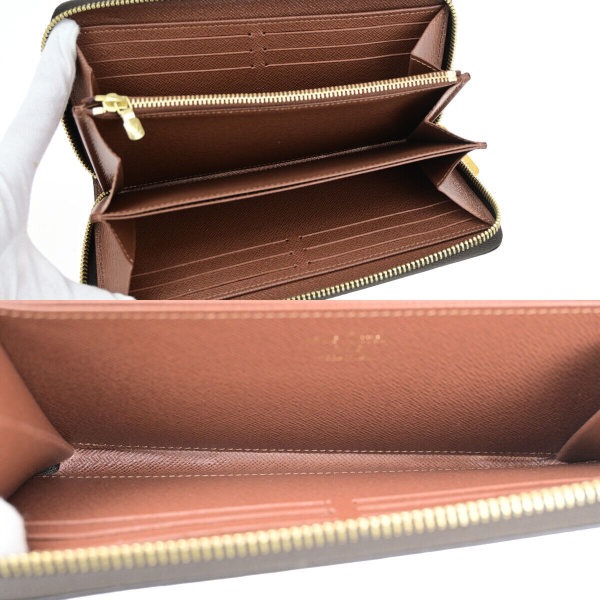 LOUIS VUITTON Zippy Long Wallet Purse Monogram Leather Brown M42616 20RF187