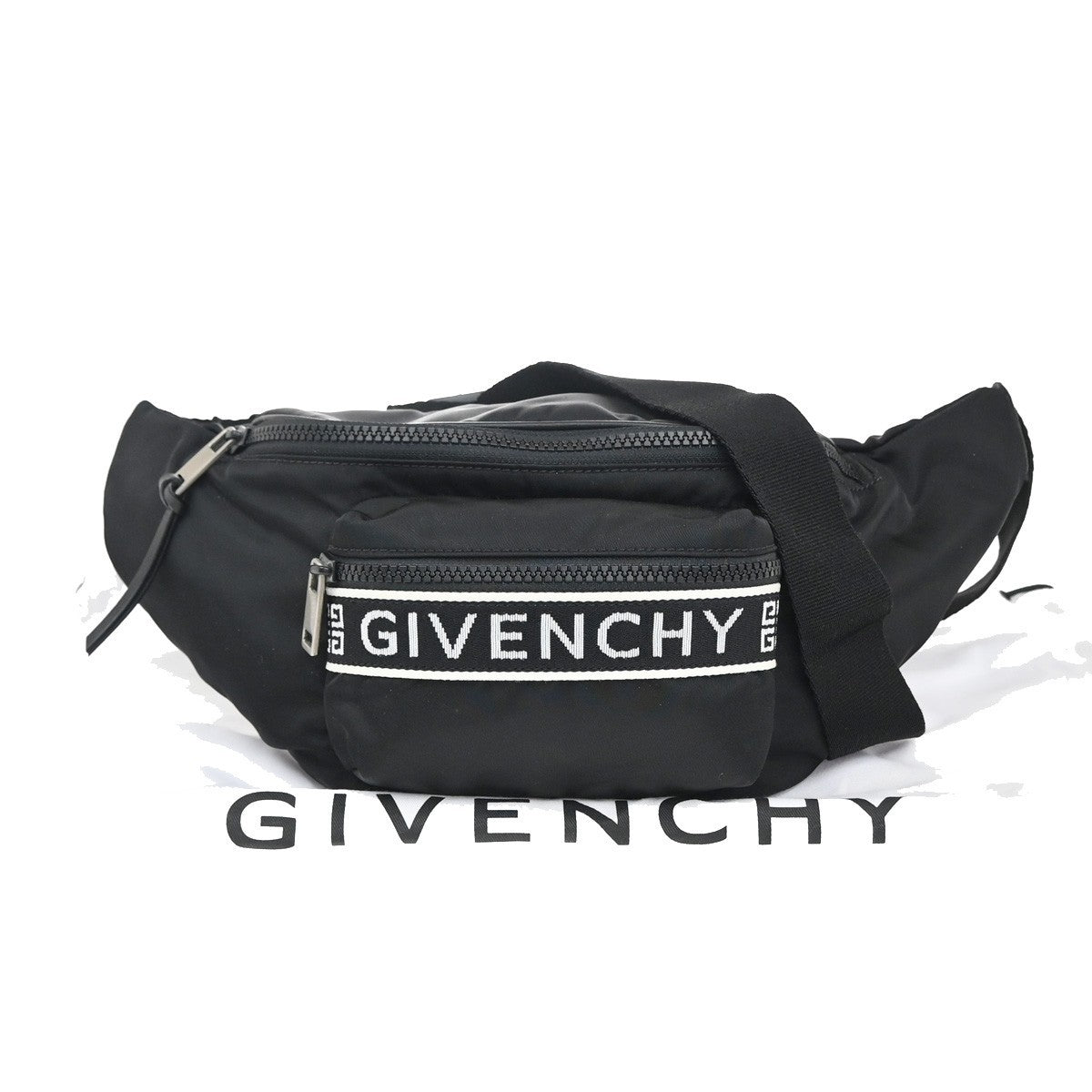 GIVENCHY Logo Bum Body Bag Canvas Leather Black Romania 34MA172