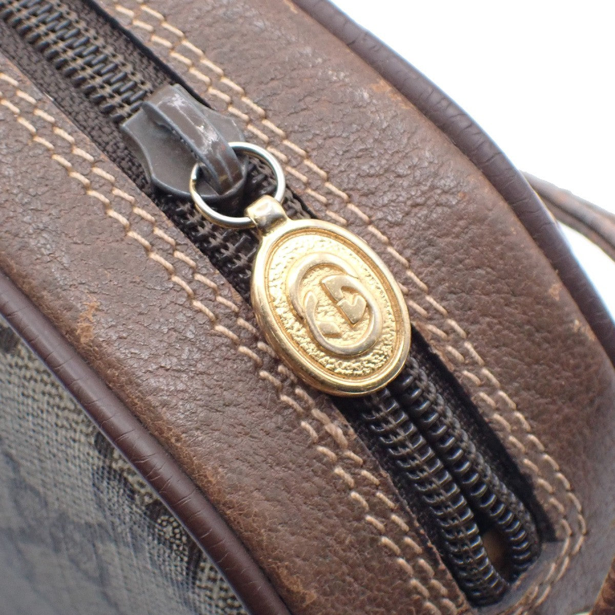 GUCCI GG Pattern Sherry Line Mini Shoulder Bag PVC Leather Beige Brown 32KC369