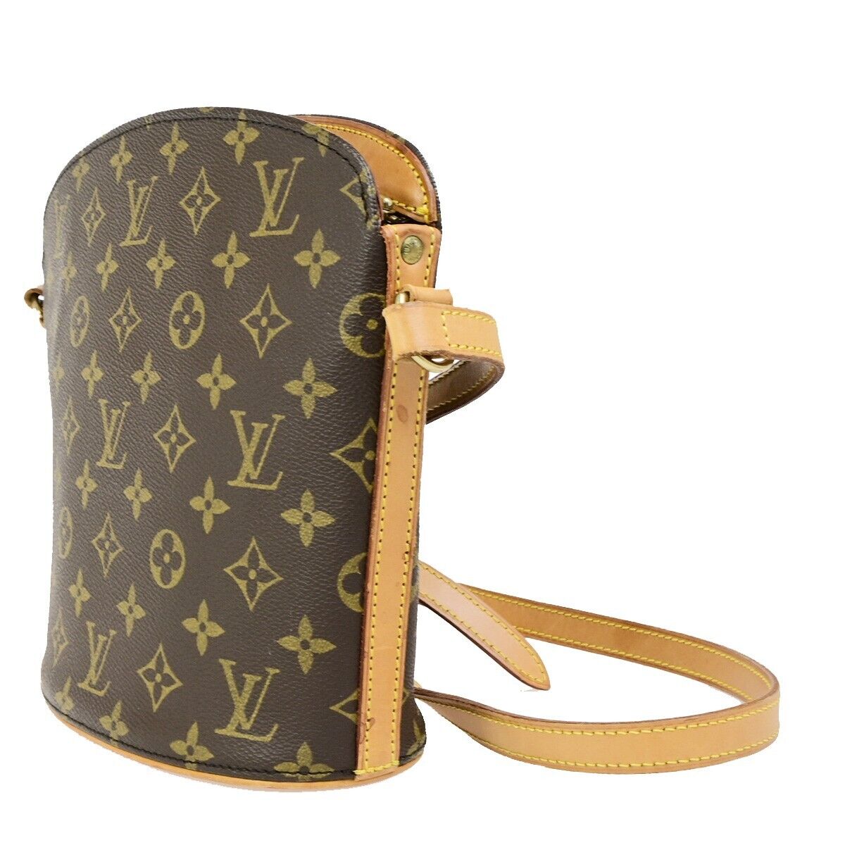 LOUIS VUITTON Logo Drouot Shoulder Bag Monogram Leather Brown M51290 76ED002