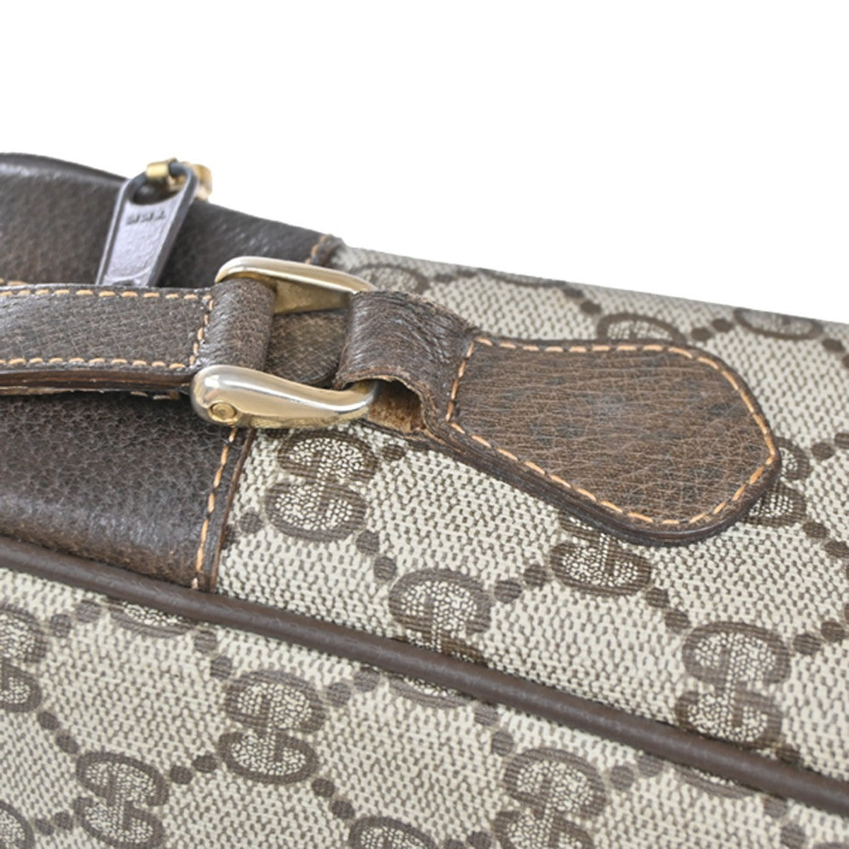 GUCCI Logo Web Sherry GG Pattern Shoulder Bag PVC Leather Brown Italy 64YJ169