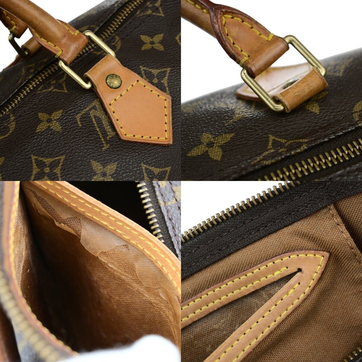 LOUIS VUITTON Speedy 35 Travel Hand Bag Monogram Leather Brown M41524 82ED136