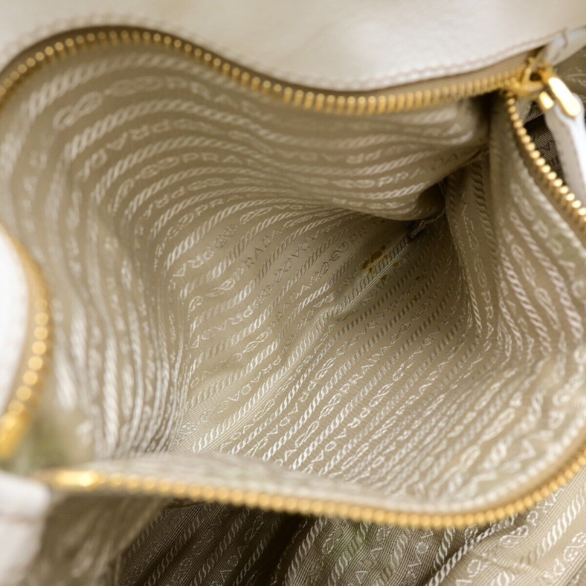PRADA Logo 2 way Shoulder Hand Bag Leather White GHW Italy 87EE068