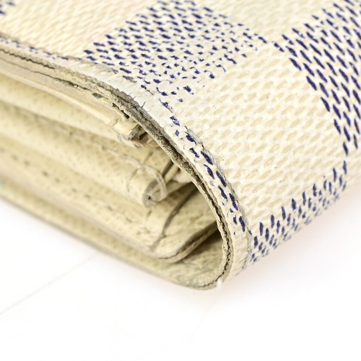 LOUIS VUITTON 3 Set Long Bifold Wallet Damier Ebene Azur Brown White 34YF077