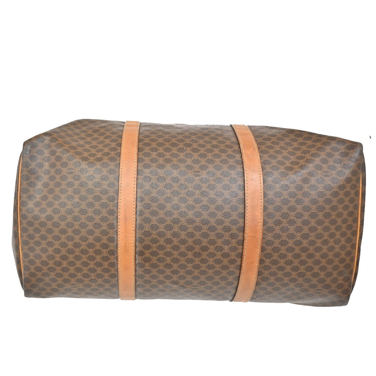 CELINE Logo Macadam Pattern Travel Hand Boston Bag PVC Leather Brown 32TA092