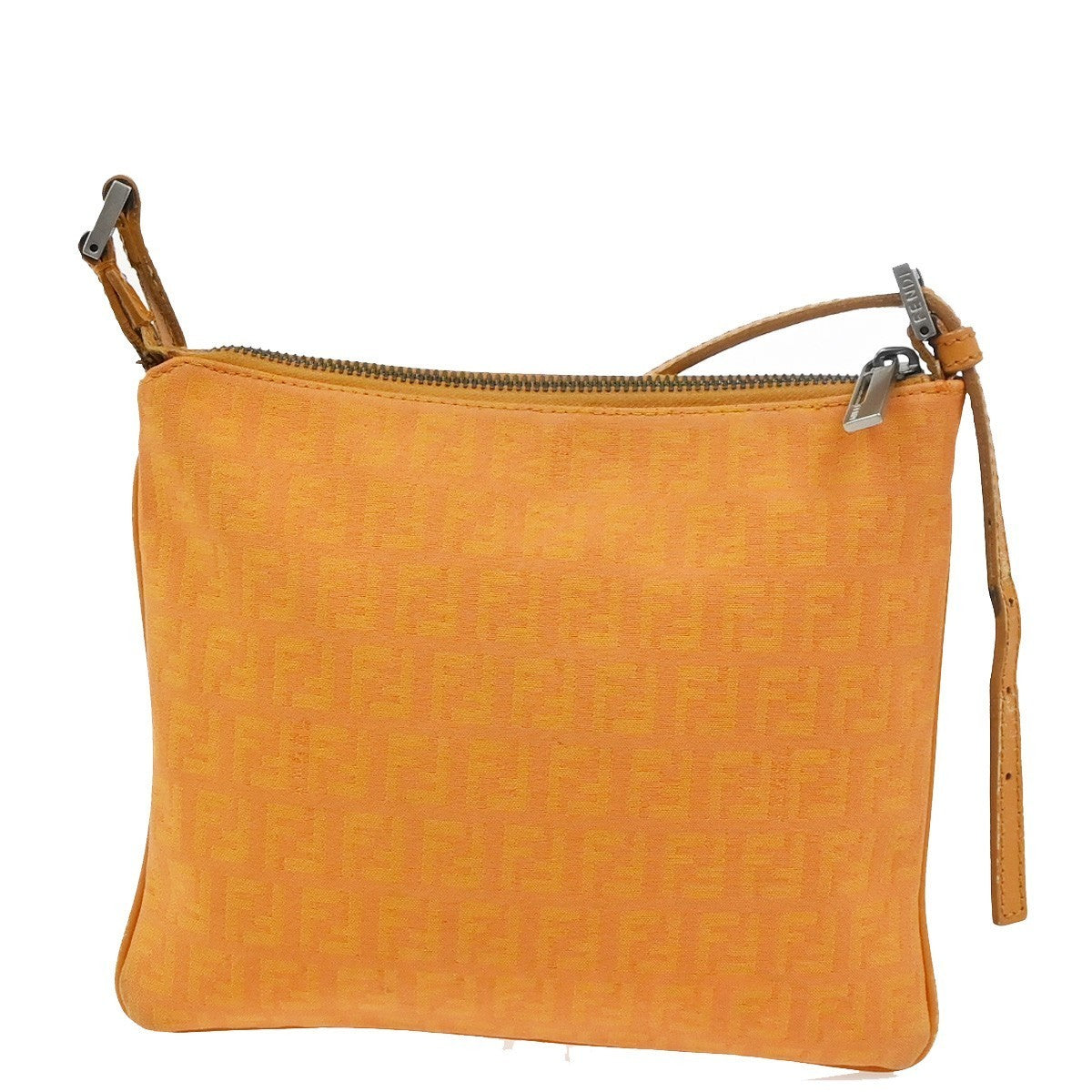 FENDI Zucchino Mini Crossbody Shoulder Bag Canvas Leather Orange Italy 62YH981