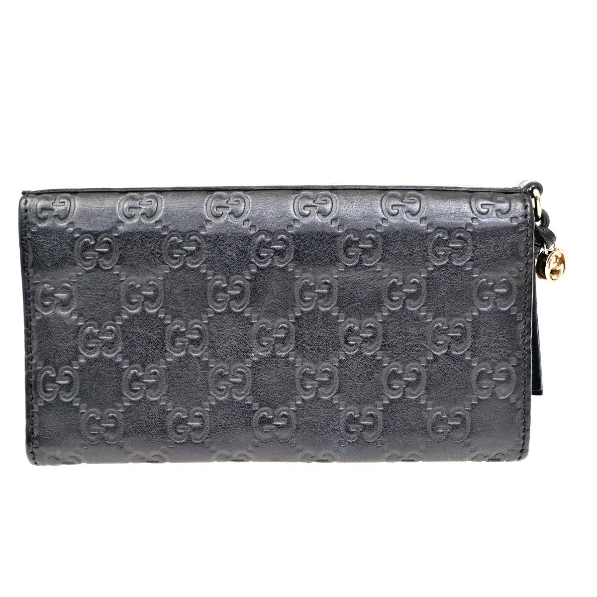 GUCCI Logo Micro Guccissima GG Pattern Long Wallet Leather Black GHW 32KC169
