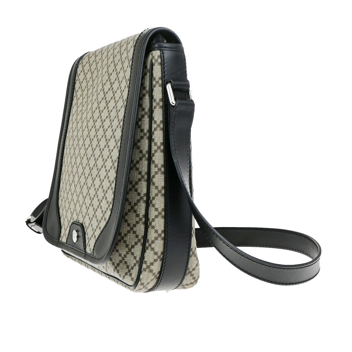 GUCCI Logo Diamante Crossbody Shoulder Bag PVC Leather Brown Black SHW 18YG605