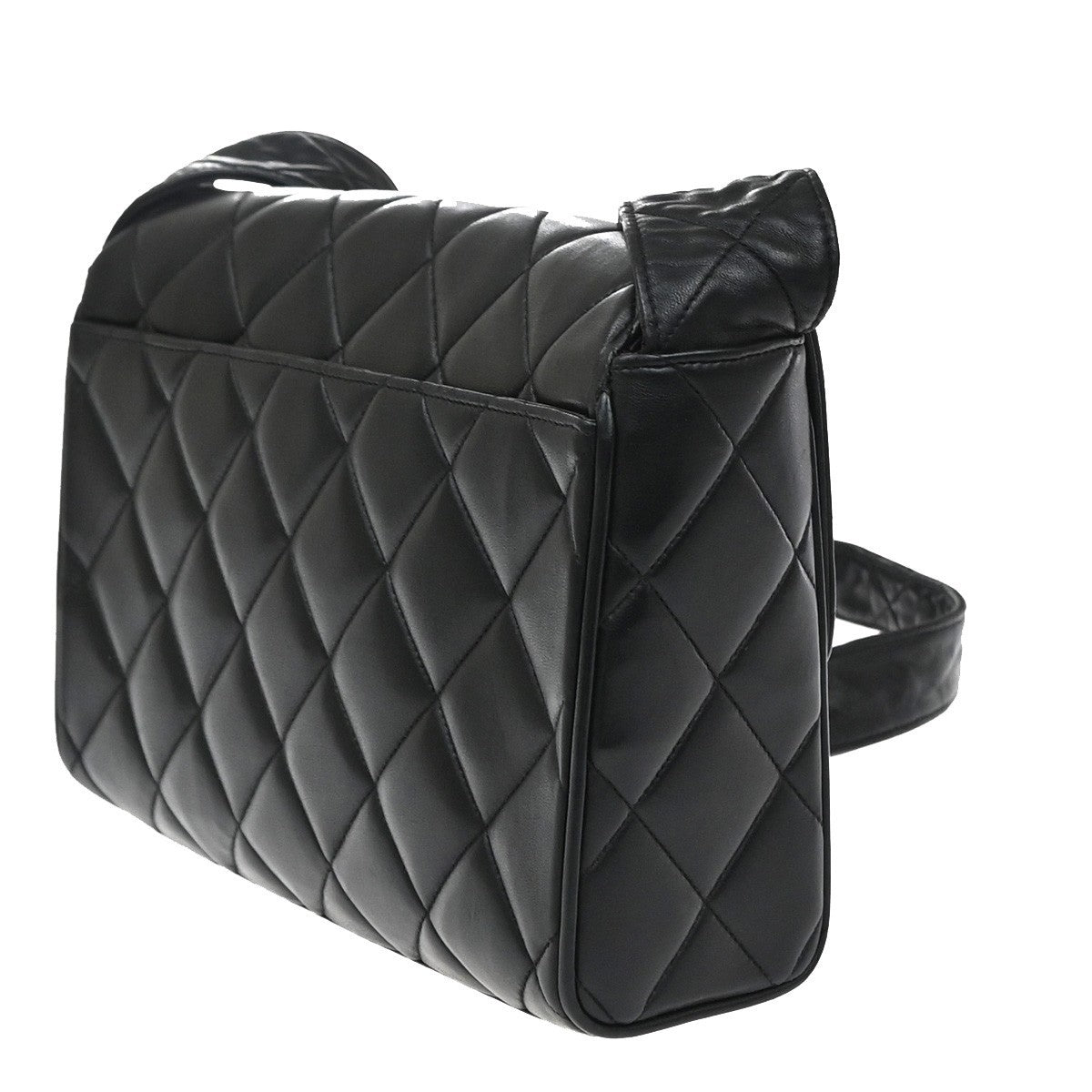 CHANEL CC Matelasse 25 Shoulder Bag Leather Black Vintage 359RP170