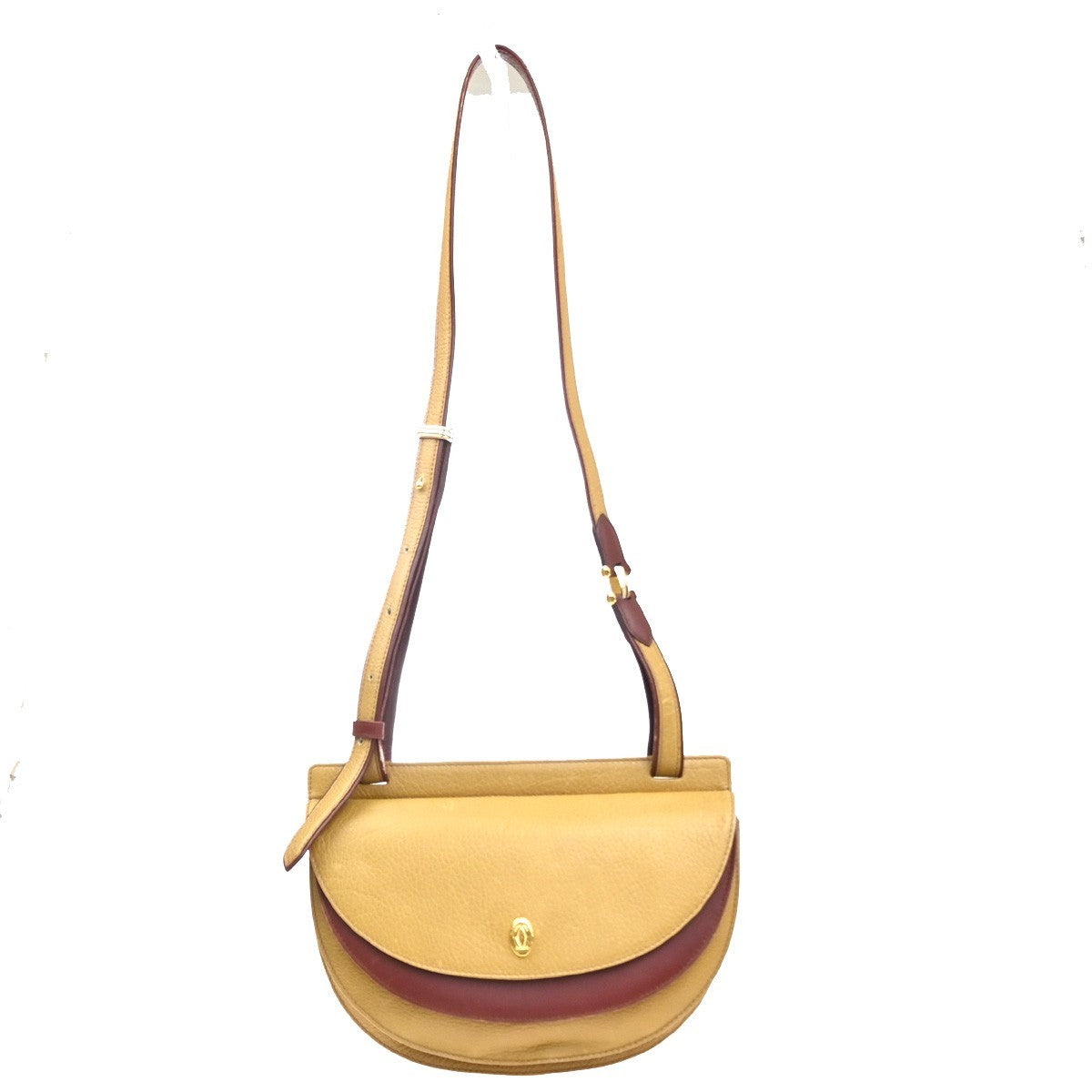 MUST DE CARTIER 2C Logo Trinity Bicolor Shoulder Bag Leather Yellow Red 38YJ118