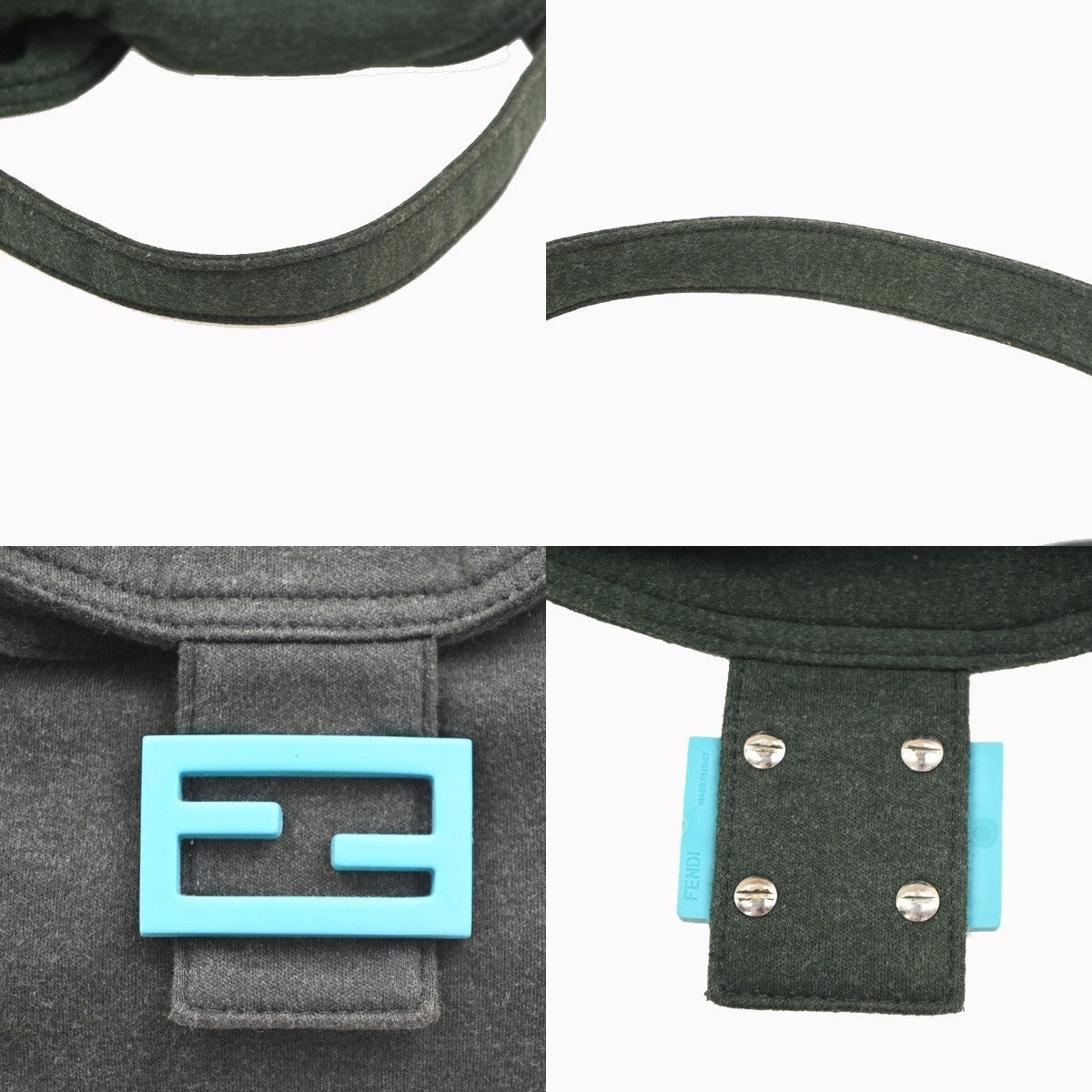 FENDI Logo Mamma Baguette Shoulder Bag Jersey Leather Green SHW Italy 71YJ259