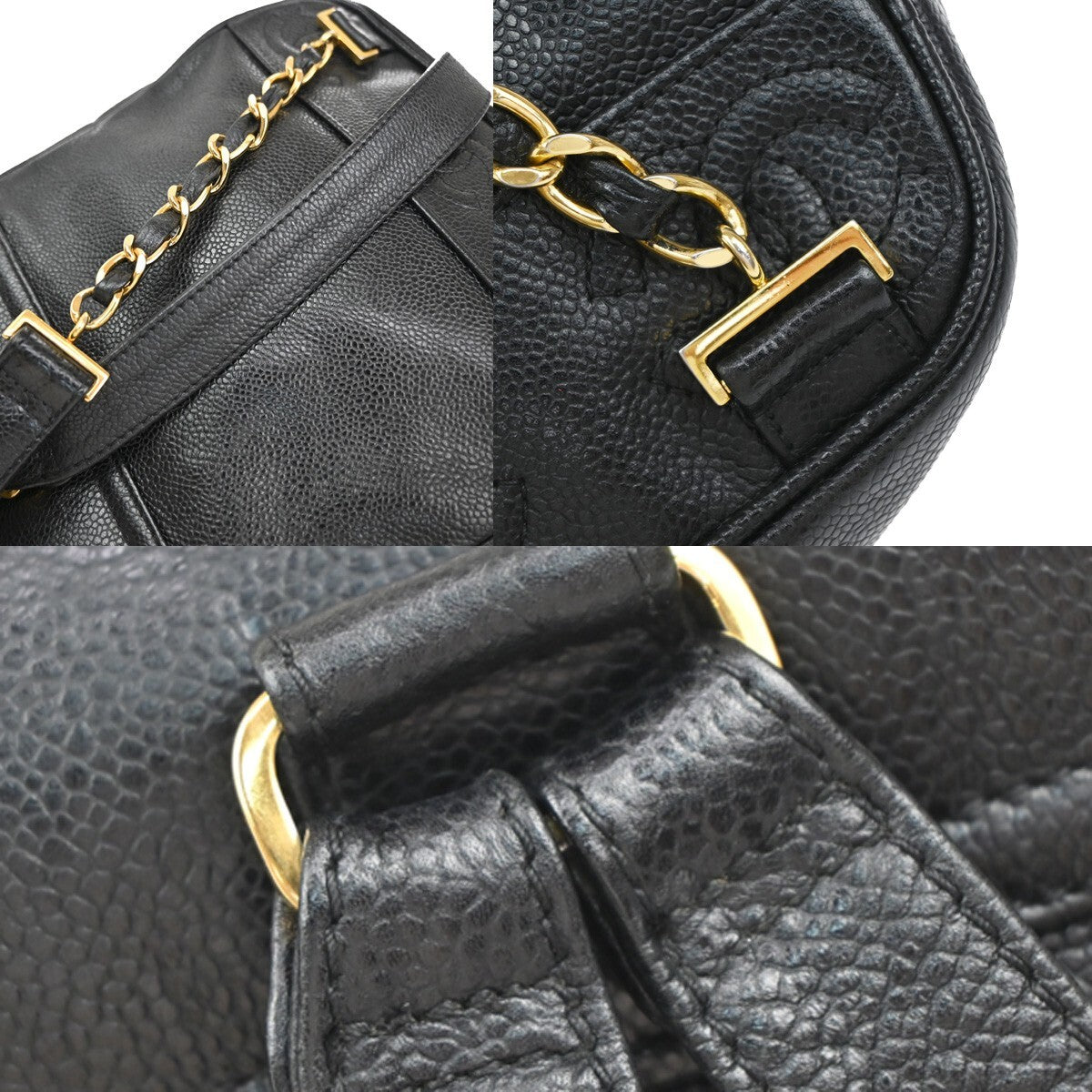 CHANEL Triple CC Chain Backpack Bag Grained Calfskin Leather BK VTG 870RF265