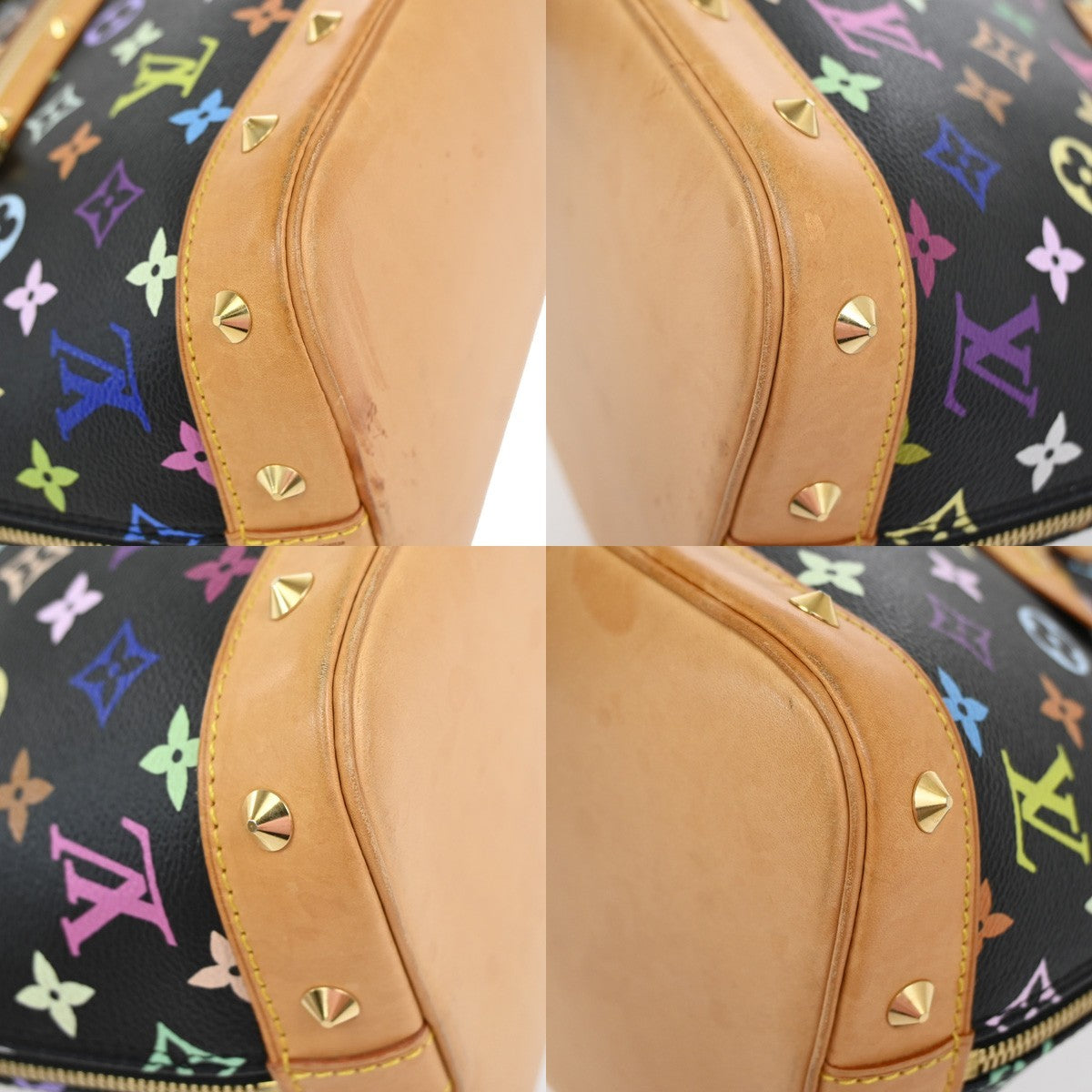 LOUIS VUITTON LV Logo Alma Hand Bag Monogram Multi Leather Black M92646 645RQ029