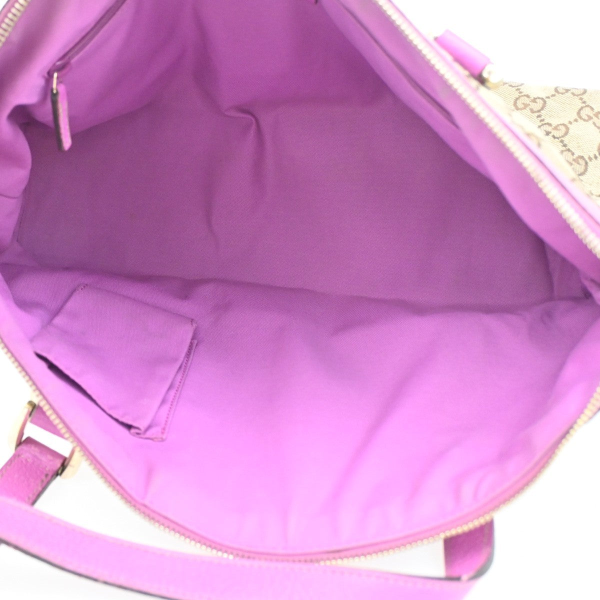 GUCCI GG Pattern Abbey Shoulder Bag Canvas Leather Beige Pink GHW Itlay 67DA040