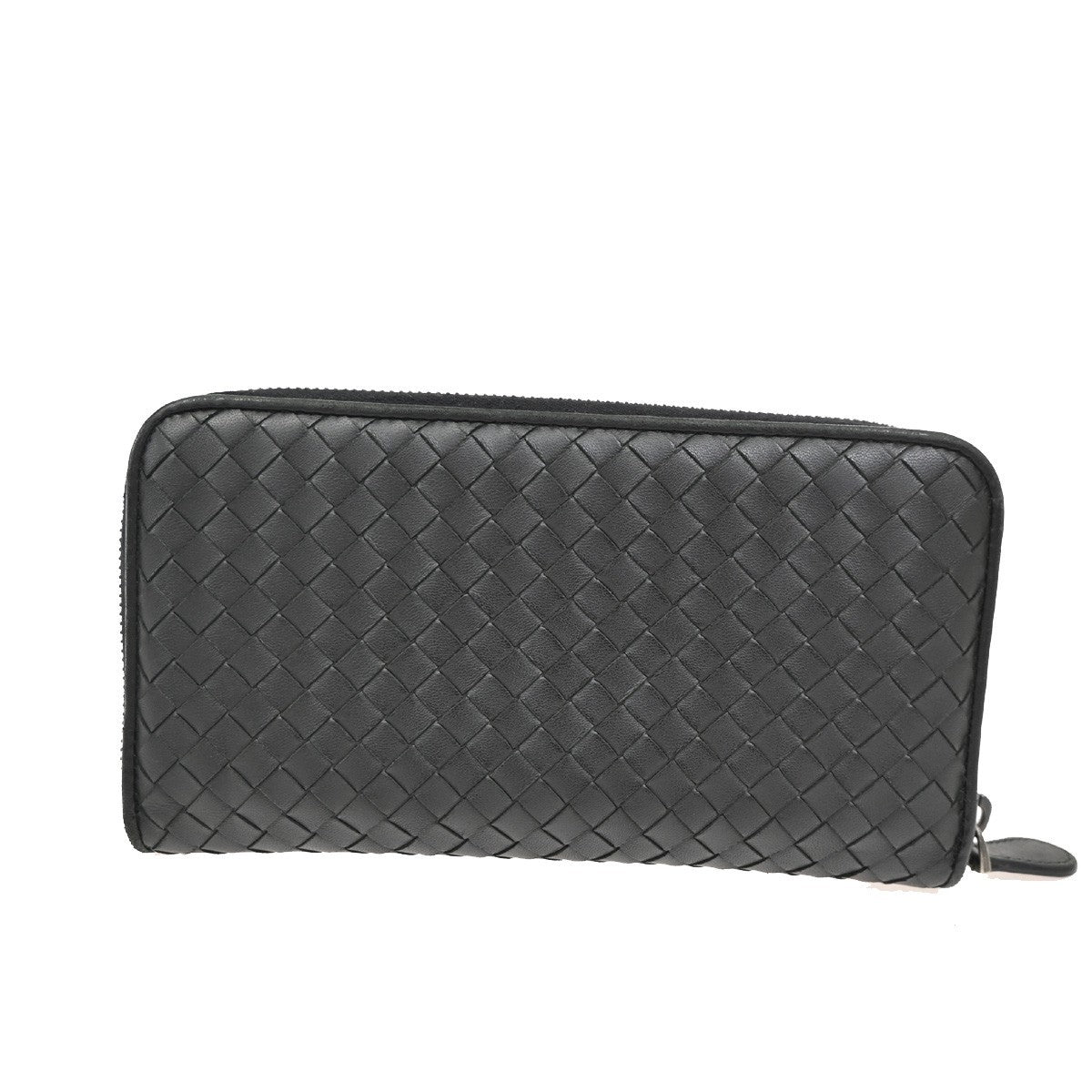 BOTTEGA VENETA Intrecciato Long Zipper Around Wallet Leather Black 67KB774