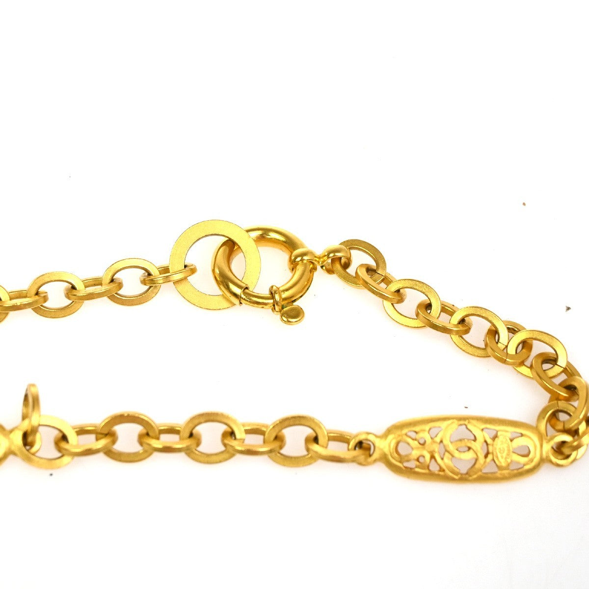 CHANEL CC Logo Oval Motif Chain Long Necklace Pendant 95P GHW GHW France 84RL829