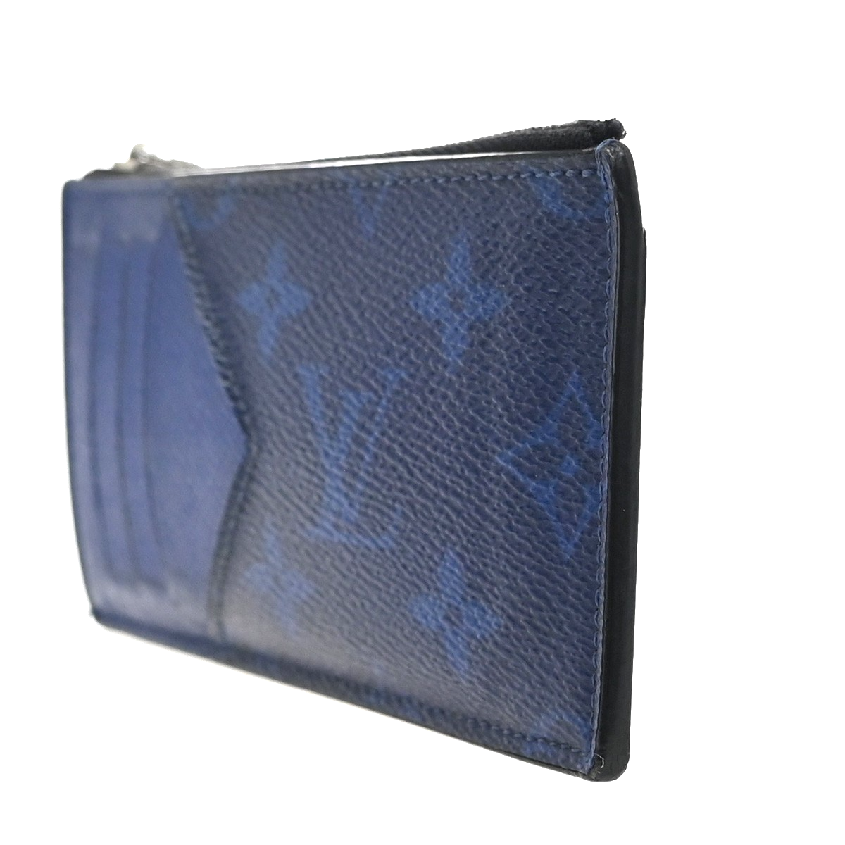 LOUIS VUITTON Logo Coin Card Case Taigarama Leather Cobalt Blue M30270 62KC703