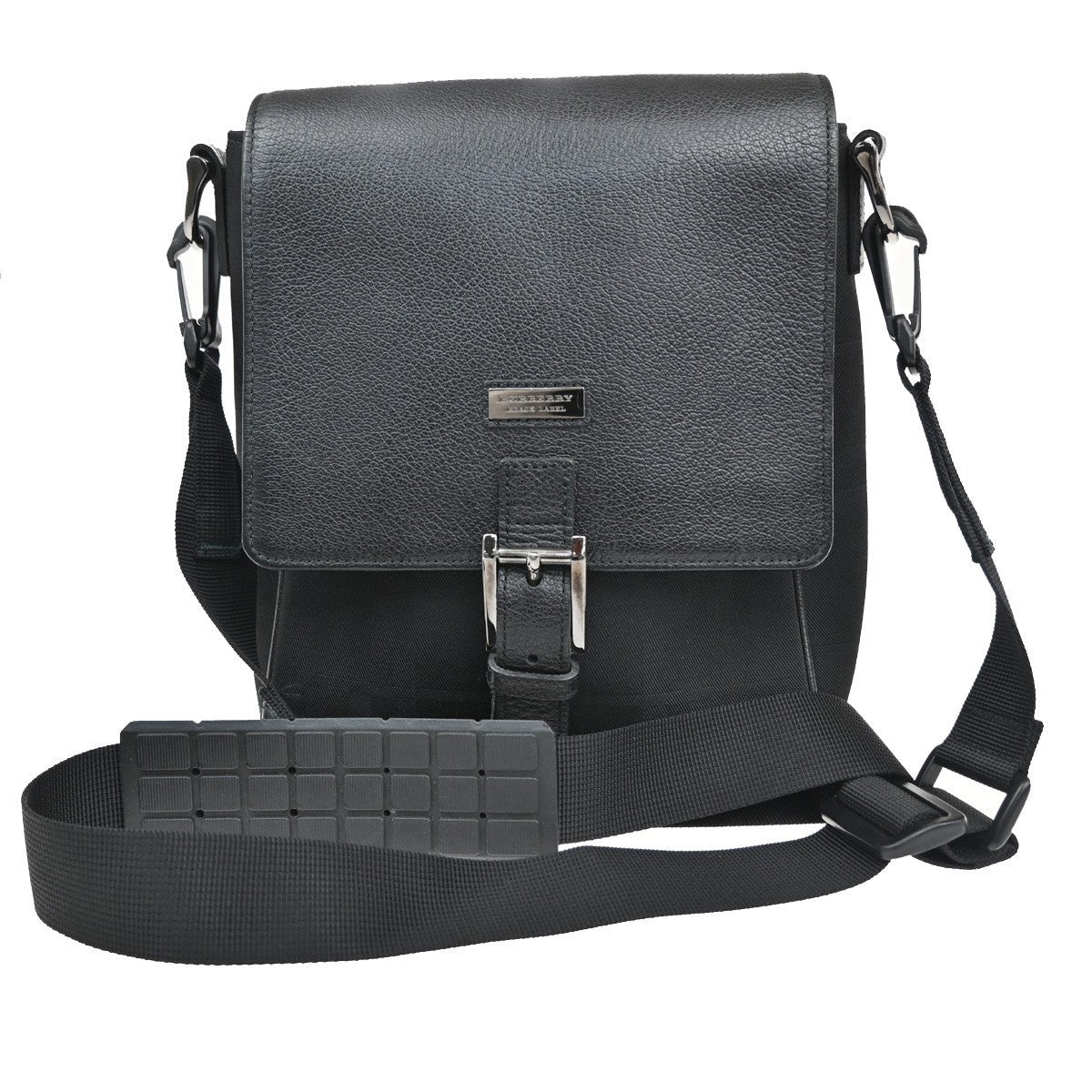 Burberry  Black Label Shoulder Bag Crossbody Check Nylon Leather Black 67CA360