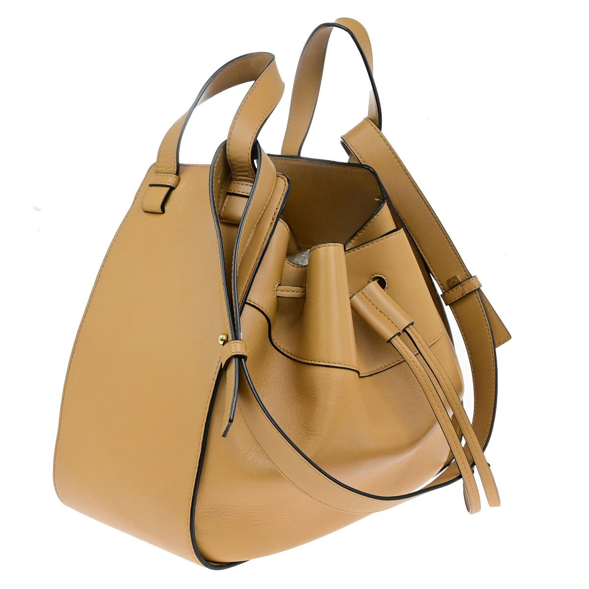 LOEWE Logo Hammock Medium Drawstring 2Way Hand Bad Leather Brown GHW 603RL084