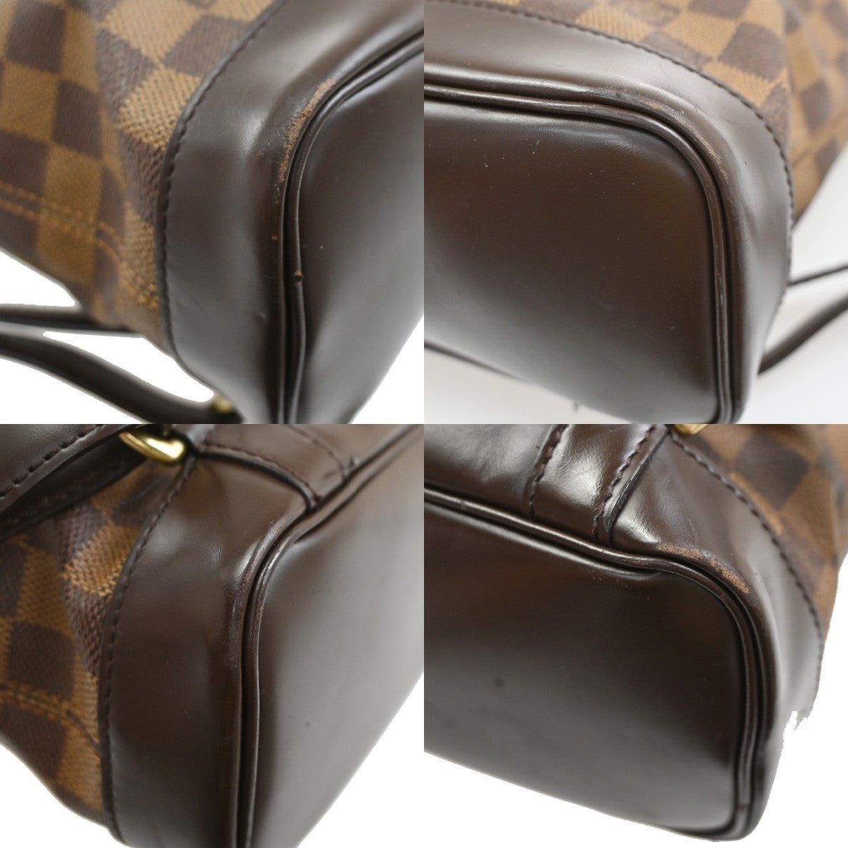 LOUIS VUITTON Logo Soho Backpack Bag Damier Ebene Leather Brown N51132 20SA057